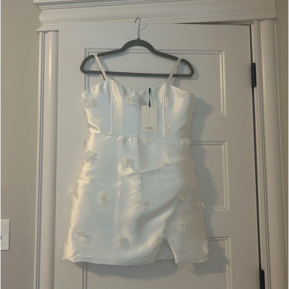 3D Floral White Dress